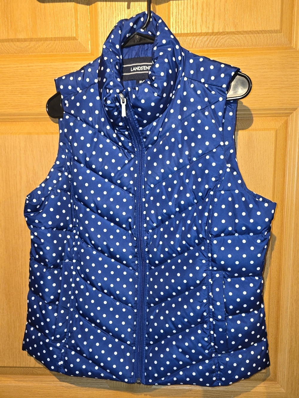 Lands' End Royal Blue Polka Dot Quilted Vest
